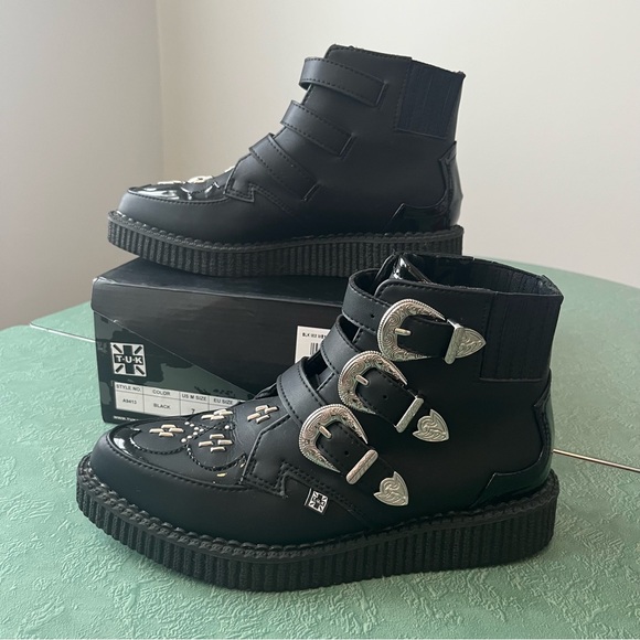 T.U.K Shoes - TUK Black TUKskin Western Pointed Buckle Boot - M7/W9